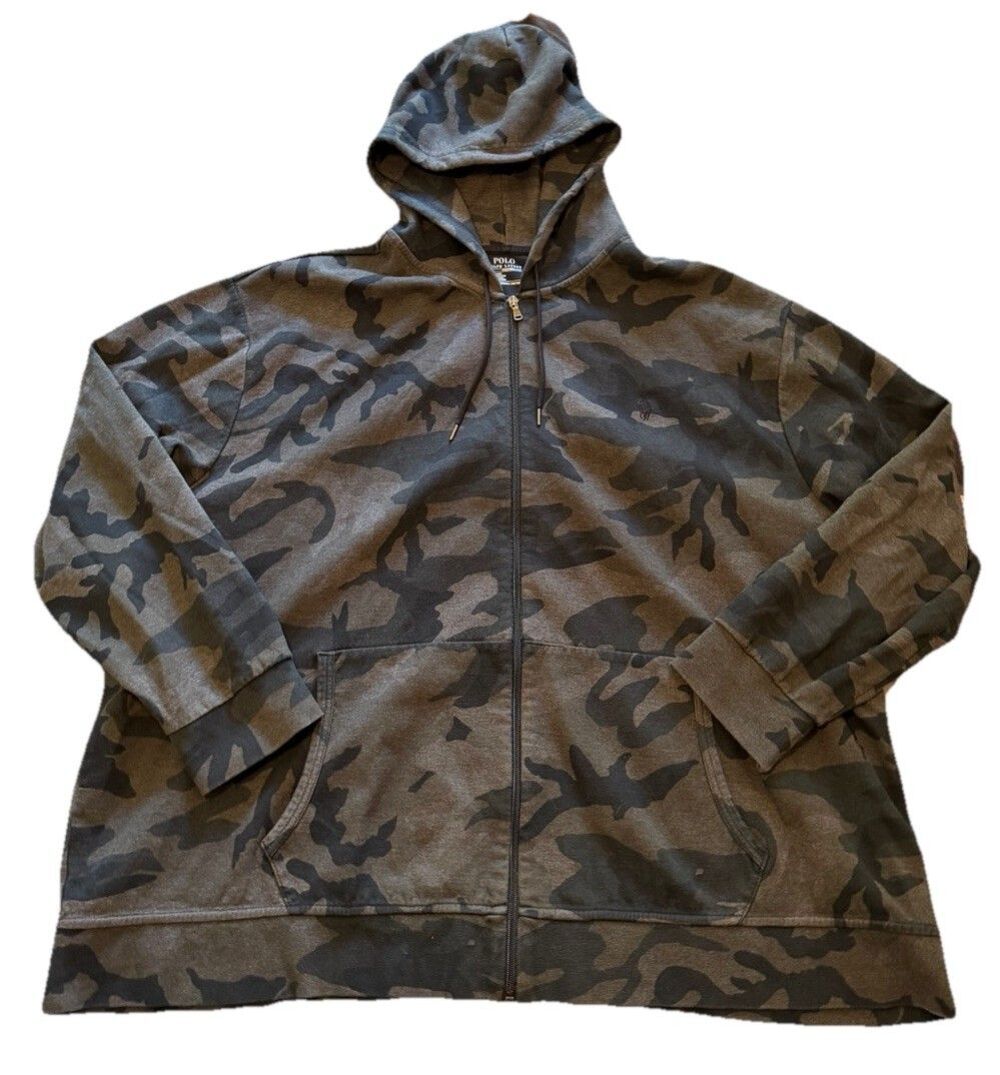 Polo RALPH LAUREN Black Full Zip Camo Hoodie Sweater XXL